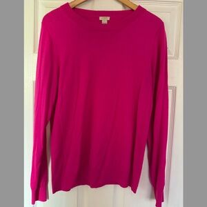 J Crew Lightweight Pink Fuchsia Sweater Sz XL Preppy workwear Casual
